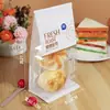 Saco de Embalagem para Torradas com Fechamento Autoadesivo com Borda de Arame, Janela Transparente, Saco de Selagem de Pão Fatiado, Croissant, Mochi de Grau Alimentício