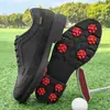 Sapatos de Golfe Antiderrapantes Profissionais, Tamanho Grande 39-49, Travas Fixas, Sapatos de Treinamento de Golfe Confortáveis para Homens, Preto e Branco