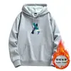 Suéter Outono e Inverno Masculino com Forro de Lã Espessado com Capuz Marca de Moda Solto Estudante Novo Casaco Quente Top Hoodie Casal