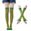 Calcetines navideños mujer calcetines de Halloween calcetines altos cosplay festivo europeo y americano calcetines a rayas set de calcetines con guantes