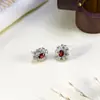 Pendientes de Plata de Ley S925 para Mujer con Cristal de Topacio Natural, Estilo Vintage de Alta Gama, Cinta Morada, Populares en Xiaohongshu