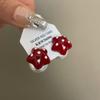 Otoño e Invierno Nueva Moda Pendientes con Estampado de Leopardo de Cinco Puntas Colgantes Traseros Pendientes de Perla con Puntos Polares Rojos de Estrella para Mujer