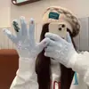 Guantes de Invierno Nuevos para Mujer sin Dedos Engrosados Cálidos Lindos Estudiante Antifrío Tacto de Lana Árbol de Navidad