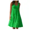 8806#Wish Amazon AliExpress popular vestido de playa de gran vuelo sin mangas con cuello redondo y costuras de 7 colores y 8 tallas para mujer