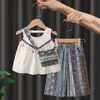 Conjunto popular de colete estilo étnico para meninas, conjunto de duas peças de verão moderno e fashion inspirado na dopamina para bebês