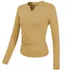 Top deportivo transfronterizo para mujer, cuello en V, elástico, de secado rápido, ropa de yoga, entrenamiento, manga larga, ropa ajustada adelgazante, ropa de fitness para otoño e invierno