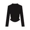 Camiseta Cinza de Manga Longa para Mulheres, Novo Estilo Primavera 2026, Corte Justo, Franzida, Estilo Garota Confiante, Gola Semi-Alta, Blusa de Base, Tendência