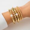 Pulsera Simple Ins con Cuentas de Perlas, Traje Pulsera de Tubo Curvado de Metal Apilado de Moda para Mujer