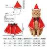 Conjunto de Capa e Chapéu de Natal para Pets com Renda e Laço, Fantasia de Feriado para Gatos e Cachorros, Adereços para Fotos de Natal