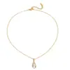 Collar Wanxing Estilo Europeo y Americano Forma de Lágrima Zirconio Acero Inoxidable, Cadena O Versátil Personalizada Transfronteriza Colgante de Nicho Venta al por Mayor para Mujeres