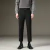 Roupa Masculina Fengshe / Calças Casuais Retas Largas Masculinas para Primavera e Outono Calças Sociais Masculinas Slim Fit Calças Longas Grossas de Negócios