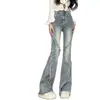 Jeans acampanados de dobladillo deshilachado para mujer, nuevos otoño 2026 vintage de cintura alta, pantalones de campana que estilizan, de largo hasta el suelo