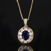 Joias novas 2024 Zhuang Shengsheng cobre banhado a ouro retrô simulação cristal azul oval terno dourado 8*10-5*7