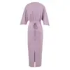 Vestido Longo Bodycon Puro Sedutor de Menina Quente com Decote V, Mangas Amarradas e Fenda para Mulheres, Novo Verão Slim-Fit de Alta Qualidade