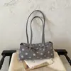 Bolsa de ombro feminina de camurça com poá veludo retrô estilo coreano 2026, nova bolsa feminina de nicho, requintada para o outono