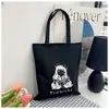 Bolso de lona de moda estilo coreano para estudiante, bolsa de compras tipo tote de dibujos animados estilo japonés, bolso cruzado de gran capacidad para libros