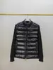 Ins Milan Marca de Moda Rayas de Color Parche de Costura Cuello de Punto Parche Tejido Chaqueta Fina de Plumas Chaqueta Abrigo Casual para Viajero