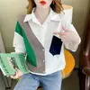 Camisa de Manga Corta Patchwork para Mujer, Polo de Lujo para Verano, Holgada y Elegante con Diseño de Bloques de Color de Moda, Top de Moda para Mujer