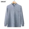 Algodão de Manga Comprida Solto Espessado de Outono e Inverno para Pai Camisa Polo Casual de Lapela com Bolso para Homens de Meia-idade
