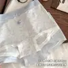 Calcinha de bolinhas, calça de algodão puro de quatro cantos, novo design de entrepernas antibacteriano, estampa de laço, roupa íntima feminina simples e versátil