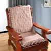 Almofada de Sofá de Madeira Maciça com Encosto Esponja Espessa Chinoiserie Almofada de Sofá em Mogno Almofada de Cadeira Antiderrapante Universal para Todas as Estações