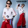Roupa moderna de street dance infantil estilo hip-hop com gola manga curta em camadas calça longa traje de verão fantasia de performance hip-hop da moda