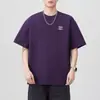 Camiseta retro americana de peso pesado 300g para hombre, corte holgado, manga corta de verano, nueva marca de moda 2026, top morado dopamina