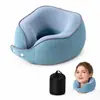 Almohada de viaje portátil multifuncional con espuma viscoelástica extraíble y lavable de nailon de seda helada transfronteriza de Amazon.