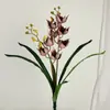 Flor Artificial de Orquídea Urraca de Tallo Único Decoración para Salón de Bodas Decoración del Hogar Flor Falsa Algodón de Silicona 2 Ramas con Hojas Orquídea Urraca