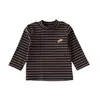 Ropa interior básica para niños Otoño/Invierno 2026 Unisex para bebé Camiseta de manga larga con cuello semi-alto para niño pequeño Clase A Cálida con rayas