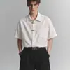 Camisa de Media Manga Asimétrica con Botones Diagonales Estilo Chino Nuevo Primavera/Verano para Parejas, Suave y con Caída, Corte Holgado, Elegante Top para Ir al Trabajo