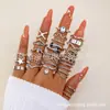 Anillo Gótico Transfronterizo Europeo y Americano Corazón Goteo de Aceite Geométrico Retro Forma de Serpiente Amor Recortado Conjunto de Anillos Apilables