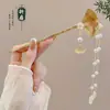 Horquilla de Flor con Borla Estilo Antiguo en Forma de U 2024 para Mujer, Accesorio para el Cabello Estilo Chino Hanfu, Horquilla de Alta Gama con un Toque de Sofisticación