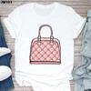 2023 Camiseta feminina de manga curta feminina moda estampada manga curta estação independente tamanho europeu camiseta básica gola redonda