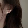 Pendientes de Estrella Asimétricos de Cuatro Puntas, Escarchados y Brillantes, de Plata S925 para Niñas, Pendientes de Estrella de Lujo Ligero de Nicho, Estilo Personalizado y Versátil