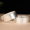 Pulseira prateada banhada a cobre com sutra do coração lisa face brilhante tradicional face larga gravada lótus pulseira feminina maciça para presente de namorada