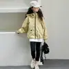 Chaqueta de Primavera y Otoño para Niñas 2026 Nuevo Estilo Coreano Moda Conjunto Chaqueta Cortavientos con Capucha Niñas Otoño Niños Medianos y Grandes