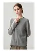 Nuevo Cárdigan de Punto de Cachemira Otoño e Invierno Moda Color Sólido Borde Enrollado Cuello Redondo Manga Larga Botones Sencillo para Mujer Viaje