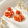 Pendientes de Clip Exagerados con Forma de Flor Morada Super de Hada para Mujer, Pendientes de Tela de Moda Personalizados para Vacaciones Casuales al por Mayor