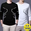 Camiseta deportiva casual para hombre de manga larga con estampado, moderna para adolescentes, adecuada para todas las estaciones, cuello redondo, top básico de manga larga