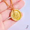 Accesorios de bricolaje de oro de alta calidad y larga duración, collar Huang Caishen con transferencia de fortuna, colgante, cadena de suéter, panqueque para mujer