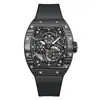 Reloj Marca Bugatti Serie Nueva de Fibra de Carbono para Hombre Hueco Resistente al Agua Luminoso Reloj Mecánico Totalmente Automático