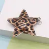 Retro Europeo y Americano Piel Estampado de Leopardo Estrella Colgante Estrella de Cinco Puntas Bolso de Piel Accesorios con Cordón Llavero Colgante