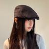 Gorra Plana de Algodón y Lino Vintage Estilo Británico para Mujer Estilo Japonés Combinable Gorra Newsboy Que Afina el Rostro Pequeña Uso Inverso Gorra de Pato Bailey Moderna