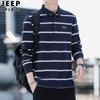 JEEP SPIRIT camiseta de rayas con cuello de solapa otoño top casual camisa polo de manga larga para hombre negocios