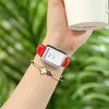Reloj cuadrado para mujer con correa de cuero, reloj de pulsera delgado impermeable, reloj de cuarzo cuadrado pequeño de tres manecillas, moderno y simple