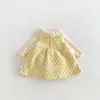 Vestido chaleco acolchado de terciopelo para niña, vestido acolchado para niño, vestido con forro polar y bordado de corazón para bebé, zdq6778
