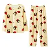 Pijama Feminino, Manga Longa, Estilo Fino, Primavera, Outono e Verão, Roupa de Casa Doce e Fofa para Meninas, Conjunto Gola Redonda para Ambientes com Ar Condicionado