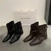 Fivela de Cinto Retrô Botas Martin para Mulheres, Novo Estilo Britânico Outono e Inverno, Salto Grosso, Botas de Cano Curto Quadradas Emagrecedoras