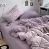 Juego de ropa de cama a cuadros minimalista estilo japonés INS de cuatro piezas, funda de edredón, sábana, juego de tres piezas para dormitorio